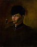 Dandy in fur bonnet with pipe - Ladislav Mednyánszky — artwork view