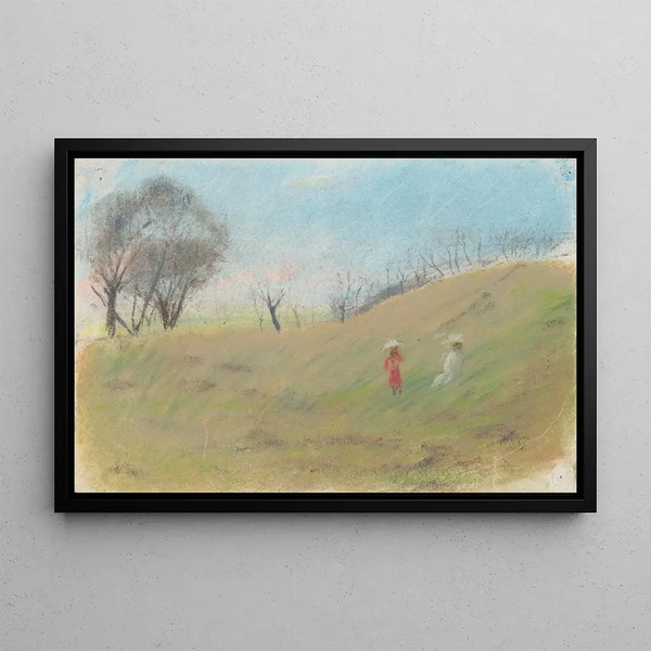 Children in the meadow - Ladislav Mednyánszky — framed artwork on a wall