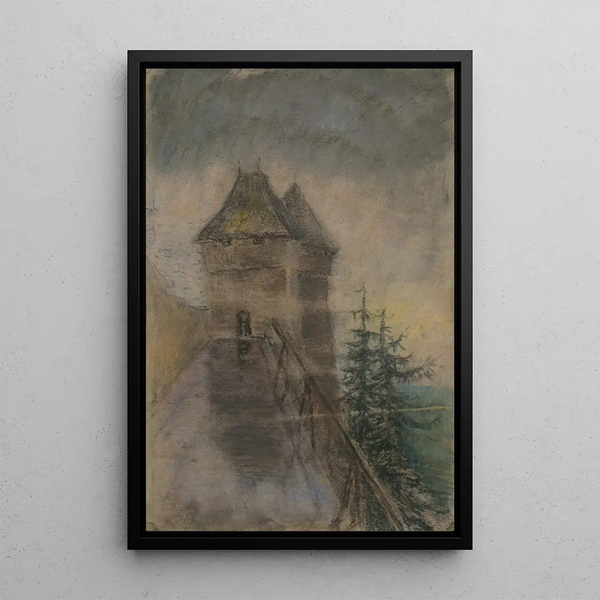 Entrance of the castle - Ladislav Mednyánszky — framed artwork on a wall