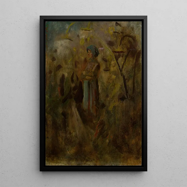 Girl in a field - Ladislav Mednyánszky — framed artwork on a wall
