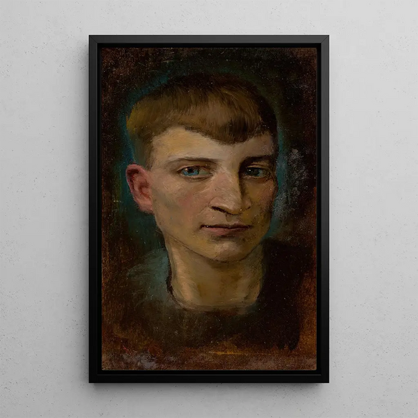 Head of a gaunt boy - Ladislav Mednyánszky — framed artwork on a wall