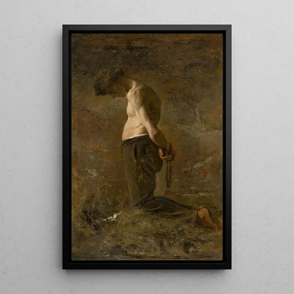 Forçat à genoux - Ladislav Mednyánszky — framed artwork on a wall