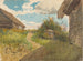 Landscape painting between hay barns - Ladislav Mednyánszky — artwork view