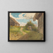Landscape painting between hay barns - Ladislav Mednyánszky — framed artwork on a wall