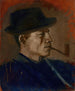 a Man in Blue Smoking - Ladislav Mednyánszky — artwork view