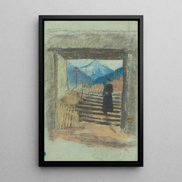 Exit from the cemetery - Ladislav Mednyánszky — framed artwork on a wall