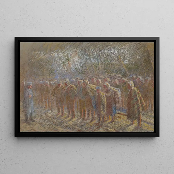 Prisonniers de guerre - Ladislav Mednyánszky — framed artwork on a wall