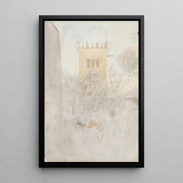 the bell tower at Strky II - Ladislav Mednyánszky — framed artwork on a wall