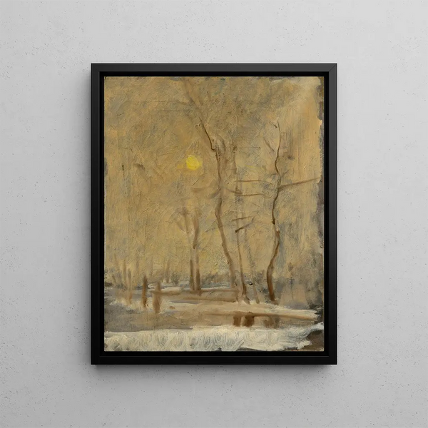 Motif « Winter Sun in a Landscape with a Stream » by Štrky - Ladislav Mednyánszky — framed artwork on a wall