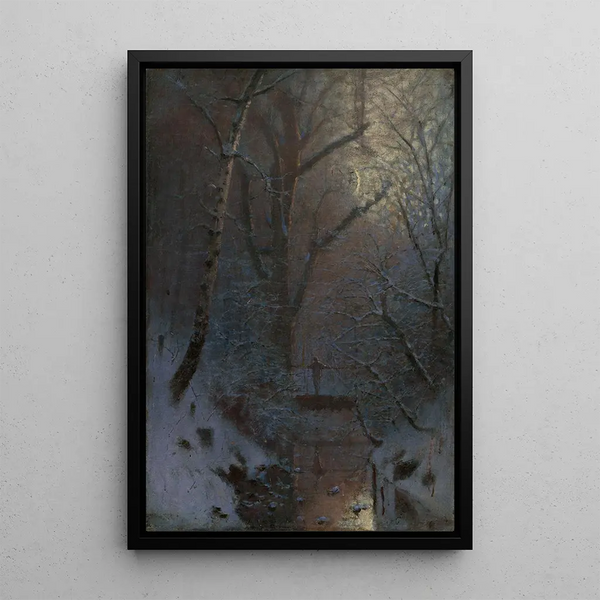 Winter Night Painting - Ladislav Mednyánszky — framed artwork on a wall