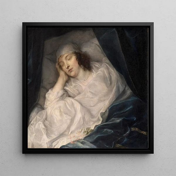 Lady Digby sur son lit de mort - Anthony van Dyck — framed artwork on a wall