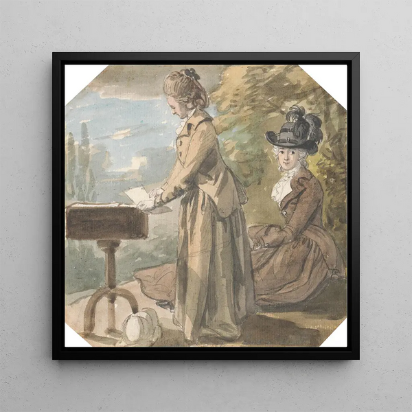 Lady Francis Scott and Lady Elliot - Paul Sandby — framed artwork on a wall