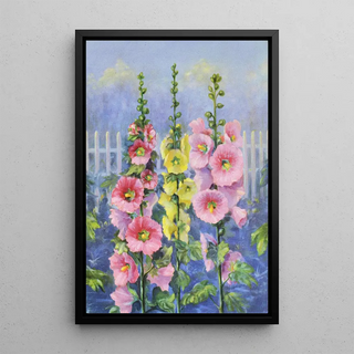 Rose trémière Painting - Lafayette F. Cargill — framed artwork on a wall