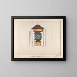 Design for hall lamp n° 9 - Lam Qua — framed artwork on a wall