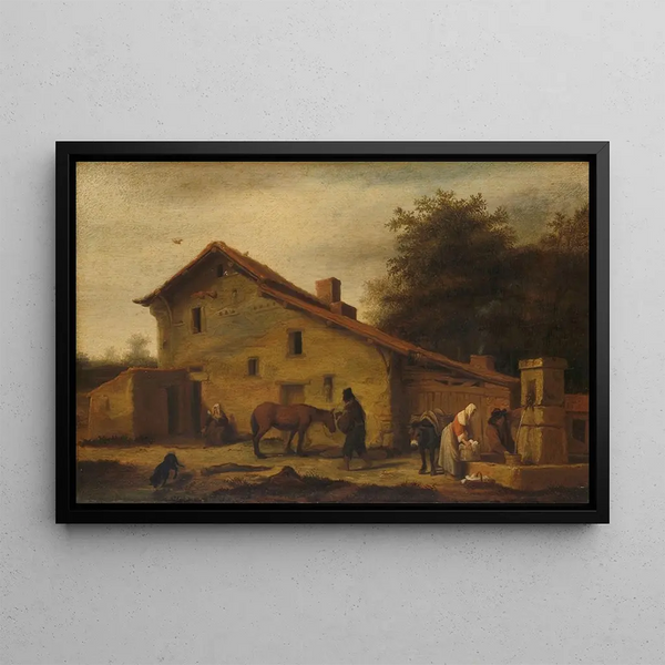 An inn in the surroundings of Nantes - Lambert Doomer — framed artwork on a wall