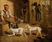 an interior scene with a servant and hunting Jack Russell terriers - Lambert Marshall — artwork view
