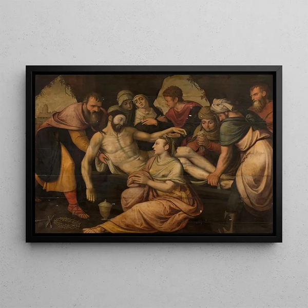 L'Ensevelissement du Christ - Lambert van Noort — framed artwork on a wall