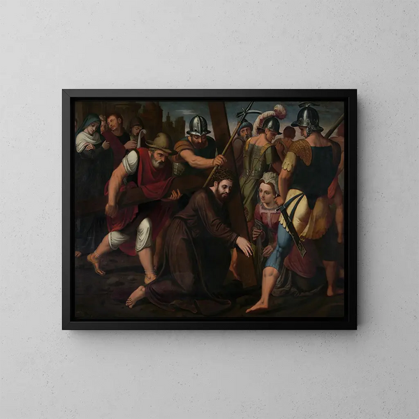 Le Portement de croix - Lambert van Noort — framed artwork on a wall