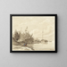 Landscape with Docked Boats on a Riverbank - Lambertus Hardenberg — framed artwork on a wall