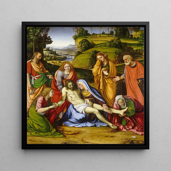 Lamentation - Andrea Solario — framed artwork on a wall