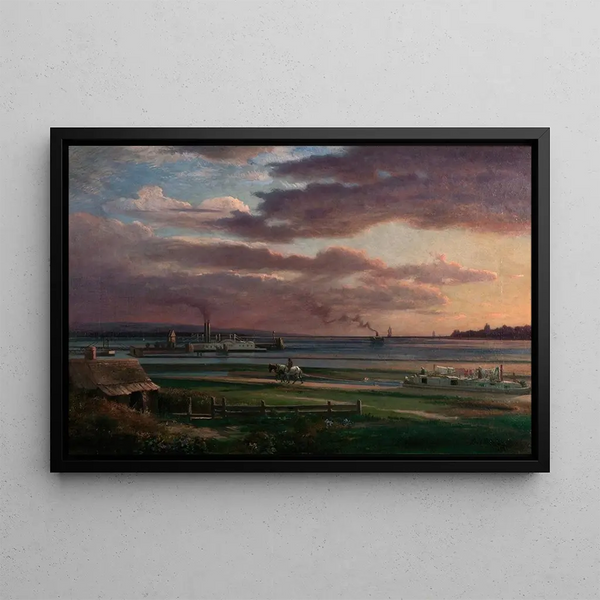 Port de Buffalo depuis le pied de l'avenue Porter - Lars Gustaf Sellstedt — framed artwork on a wall