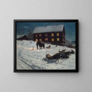 Christmas Celebration Painting - Lars Jorde — framed artwork on a wall