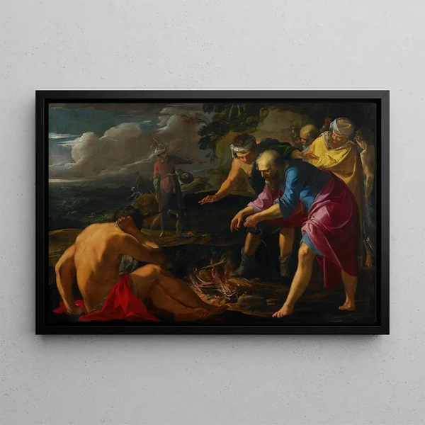 Saint Paul naufragé à Malte - Laurent de La Hyre — framed artwork on a wall