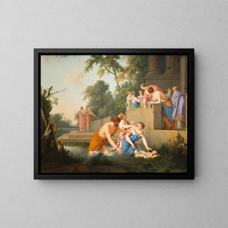 The Discovery of Moses - Laurent de La Hyre — framed artwork on a wall
