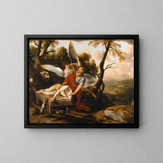 The Sacrifice of Isaac - Laurent de La Hyre — framed artwork on a wall