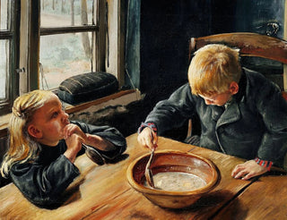 a boy and a girl having lunch - Laurits Andersen Ring — artwork view