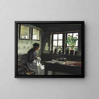 Interior painting with the woman who sees - Laurits Andersen Ring — framed artwork on a wall