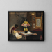 L'épouse de l'artiste Sigrid cousant à la lumière de la lampe Karrebksminde - Laurits Andersen Ring — framed artwork on a wall