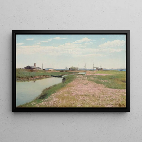 The river and the port at Frederiksværk - Laurits Andersen Ring — framed artwork on a wall