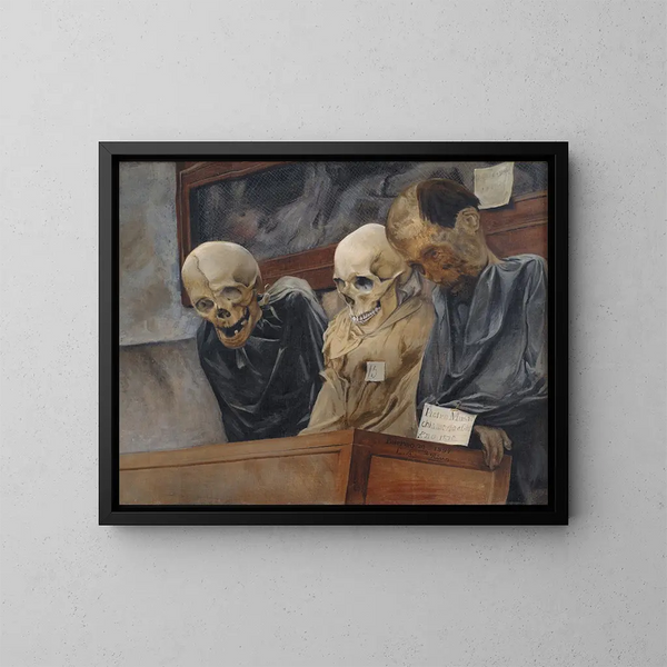 Three Skulls from the Capuchin Convent of Palermo - Laurits Andersen Ring — framed artwork on a wall