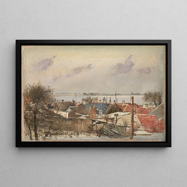 View of Roskilde towards the fjord - Laurits Andersen Ring — framed artwork on a wall