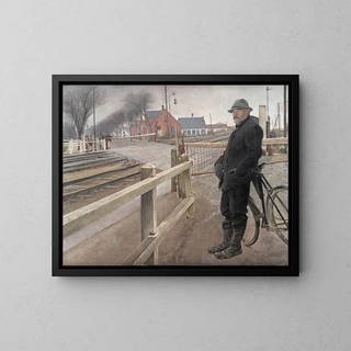 Waiting at the level crossing on Roskilde Road - Laurits Andersen Ring — framed artwork on a wall
