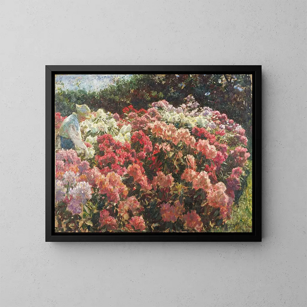 Rhododendron dans le jardin de Tuxens - Laurits Tuxen — framed artwork on a wall