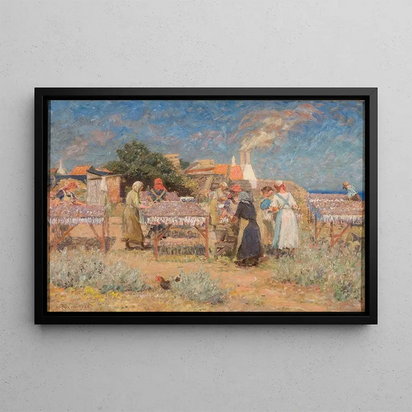 Drying herrings in the sun - Laurits Tuxen — framed artwork on a wall
