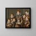 Portrait painting of Bianca Degli Utili Maselli holding a dog and surrounded by six of her children - Lavinia Fontana — framed artwork on a wall