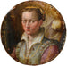 Portrait of a young woman in a green dress with pink sleeves - Lavinia Fontana — artwork view