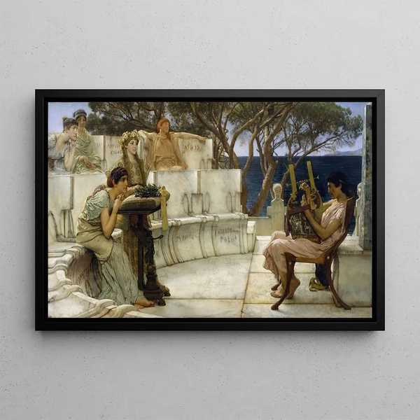 Sappho and Alcée - Lawrence Alma-Tadema — framed artwork on a wall