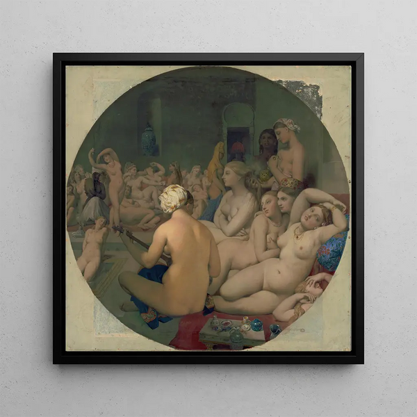 The Turkish Bath - Jean-Auguste-Dominique Ingres — framed artwork on a wall