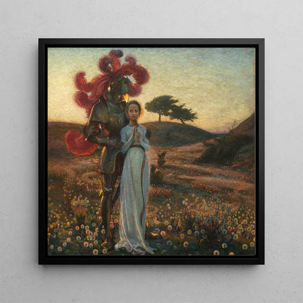 The Knight and the Young Lady - Richard Bergh — framed artwork on a wall