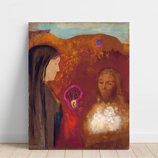 Reproduction of the painting The Christ and the Samaritan Woman (The White Flower Bouquet) - Odilon Redon