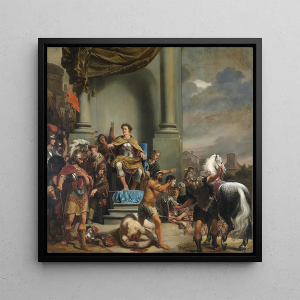 Le Consul Titus Manlius Torquatus ordonne la décapitation de son fils - Ferdinand Bol — framed artwork on a wall