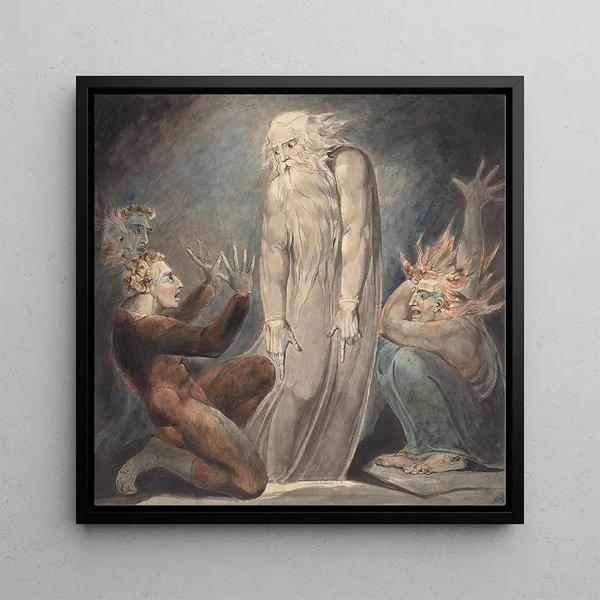 The Ghost of Samuel Appearing to Saul - William Blake — framed artwork on a wall