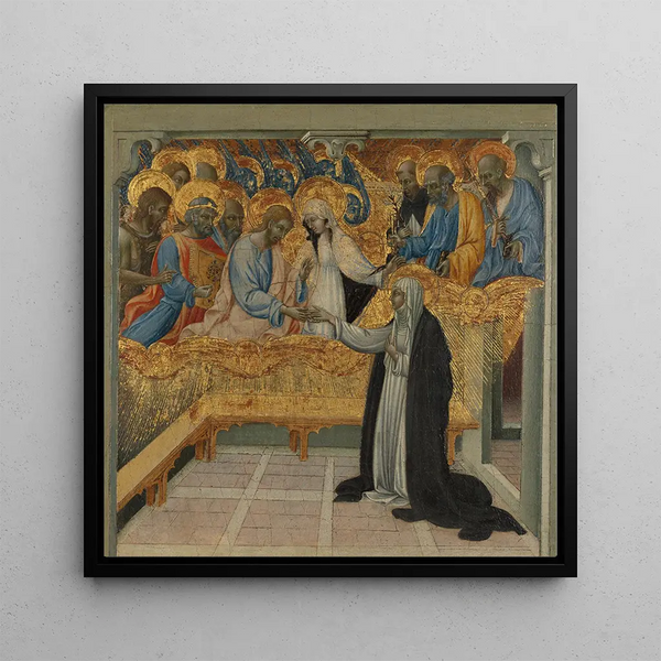 The Mystic Marriage of Saint Catherine of Siena - Giovanni di Paolo — framed artwork on a wall