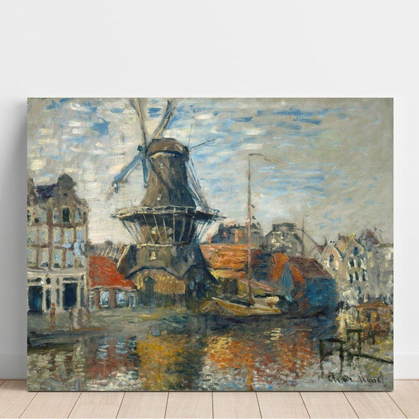 Reproduction of the painting of The Windmill on the Unknown Canal, Amsterdam - Claude Monet
