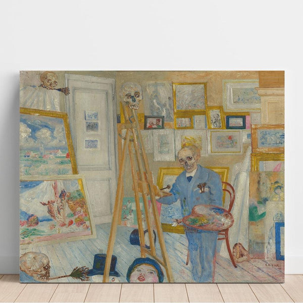 Reproduction of the painting The Skeleton Painter - James Ensor