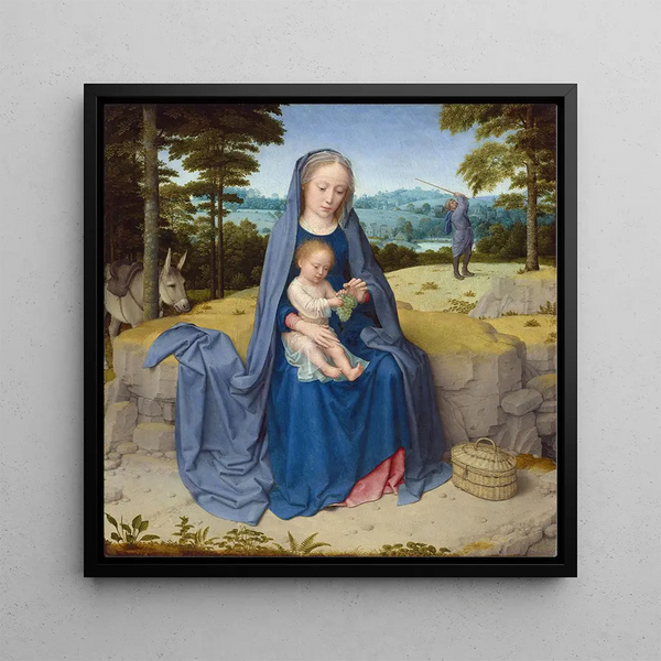 The Rest During the Flight into Egypt - Gerard David — framed artwork on a wall